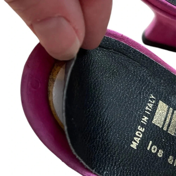 Lavorazione Artigiana Vintage Mules with dexorative buttons dark pink size 7 - Picture 8 of 9